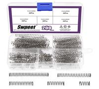 Swpeet 200Pcs 5 Sizes Compression Springs Assortment Kit, Mini Stainless Steel Extension Springs for Shop and Home Repairs, 0.39" to 1.97" Length, 0.2" OD, 10mm - 50mm Length, 5mm OD