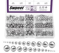 Swpeet 2010Pcs 13 Sizes 2mm 2.5mm 3mm 3.5mm 4mm 4.5mm 5mm 5.5mm 6mm 7mm 8mm 9mm 10mm Metric Precision 304 Stainless Steel Bearing Balls Kit, Assorted Loose Bicycle Bearing Balls for Bicycles Casters