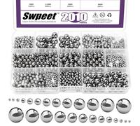 Swpeet 2010Pcs 13 Sizes 2mm 2.5mm 3mm 3.5mm 4mm 4.5mm 5mm 5.5mm 6mm 7mm 8mm 9mm 10mm Metric Precision Steel Bearing Balls Kit, Assorted Loose Bicycle Bearing Balls for Bicycles Casters