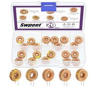 Swpeet 20Pcs 5 Sizes 22UH-10A 50UH-5A 100UH-6A 220UH-5A 330UH-3A Toroid Magnetic Core Inductor Copper Wire Wind Wound Assortment Kit, Inductance Coil Perfect for Transformers DIY Circuit Board