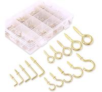 Swpeet 213Pcs 3 Kinds Metal Hooks Kit, Including Screw Eyes, Cup Hooks and Square Ceiling Hooks Self-Tapping Screws Hooks for Home/Workplace/Office