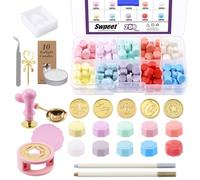 Swpeet 215Pcs Wax Seal Kit With Beads, Stamp, Warmer, Vintage Envelopes and Tealight Candles for Letter Sealing and Invitation Cards