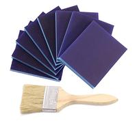 Swpeet 21Pcs 4.72 x 3.9 x 0.47 Inch Blue #120 Grit Ultra Fine Wet and Dry Sanding Sponge Sanding Blocks and Wooden Paint Brush Assortment Kit, Soft Foam Sand Block Flexible Sanding Pads