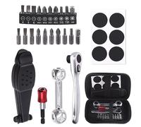 Swpeet 21Pcs Bike Repair Tool Kit Set, Bicycle Multi-Tool Kit, Portable Patch Repair Kit, Includes Tire Lever, Ratchet Wrench, Bone Wrench, Magnetic Bit Extender, Sticky Patches, Screw Head Bits