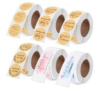 Swpeet 2240Pcs 1 Inch 4 Rolls Brown Kraft Love Stickers & 2 Rolls Thank Stickers Assortment Kit, Waterproof and Self-Adhesive