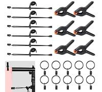 Swpeet 22Pcs Photography Backdrop Kit: 10Pcs Curtain Rings, 6Pcs Spring Clamps, 6Pcs Leather Background Clips