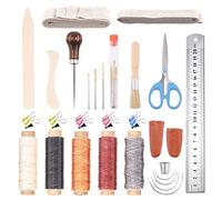 Swpeet 23Pcs Bookbinding Kits, Including Real Bone Folder Creaser, Paper Awl, Large-Eye Needles, Binding Ribbon, Waxed Thread, Steel Ruler, Glue Brush for DIY Book Binding Crafts and Sewing Supplies