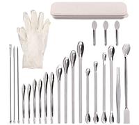 Swpeet 23Pcs Stainless Steel Micro Lab Scoop Spoon Lab Spatulas Assortment Kit, Pill Filler Tamper Tool Micro Spatula Steel Spoon Reagent Laboratory Mixing Spatula Long Sampling Spoon for Powders Gel