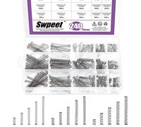 Swpeet 240Pcs 15 Different Sizes Stainless Steel Compression Springs Assortment Kit, Mini Stainless Steel Extension Springs for Shop and Home Repairs, 0.39" to 1.97" Length, 0.16" to 0.24" OD
