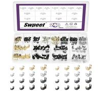 Swpeet 240Pcs 4 Colors #3#5#8#10 Zipper Stoppers Assortment Kit, Top and Bottom Stops, Zipper Bottom Stops Repair Set, Zippers Stopper Replacement for Jackets Coats Zippers Rescue Repair