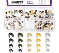 Swpeet 240Pcs 4 Sizes #3#5#8#10 Multicoloured Zipper Slider Retainers Assortment Kit, U Shape Top Stoppers Top Stop U-Clip Replacement Zipper Latch Slider Accessories for Clothing Handbags