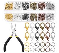 Swpeet 241Pcs 6 Colors Open Jump Rings and Lobster Clasps with Jump Ring Pliers Assortment Kit, Perfect Jewelry Findings Kit Fits for DIY Making Bookmark Pinch Bracelet Choker Necklace