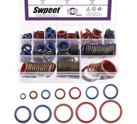Swpeet 245Pcs 12Sizes 2Colors Self-Centred Dowty Seal Gasket O Ring Kit, Bonded Seal Washer NBR Metric Metal Oil Drain Plug Gasket Kit for Automotive M6 M8 M10 M12 M14 M16 M18 M20 M22 M24 M27 M30