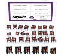 Swpeet 24Pcs 6 Types 5mH 10mH 15mH 20mH 30mH 40mH Inductance Coil Assortment Kit, Vertical E Shape Magnetic Inductor Monolayer Wire Wind Wound for Electronic Products