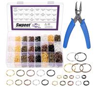 Swpeet 2501Pcs Colorful 5 Sizes 3MM 5MM 8MM 10MM 14MM Small Metal Split Rings Jump Ring Key Rings with Split Ring Opening Plier Kit, Double Closed Loop Jump Rings for Key Chains Jewelry Making