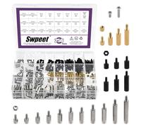 Swpeet 256Pcs M3 24 Sizes 3 Material Iron Nickel Plated/Brass/Nylon Hex Spacer Standoff Screw Nut Assortment Kit, Standoff Male Female Metric Thread Motherboard Spacer for Crcuit Board Fixing
