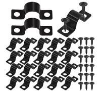 Swpeet 25Pcs 10mm Two Hole U Bracket Clamp with 50Pcs Self-Tapping Screws Kit, U-Clamps, Metal Pipe Clamps, Pipe Strap Clamps, Conduit Tension Clips for Fixing Pipe or Cable