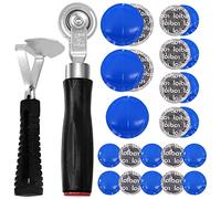 Swpeet 25Pcs 32mm 42mm 58mm Tube Tire Patch Repair Tool and Tire Roller Wheel with Liner Scraper Assortment Kit, Round Universal Tire and Tube Patch Auto Repair Stitcher Tool