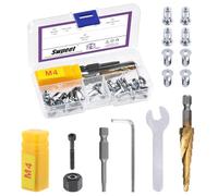 Swpeet 25Pcs M4 Jack Nuts and M4 Hand Rivet Nut Gun Mandrel with Installation Tool Assortment Kit, Petal Nuts Nutserts Jacknut Screws Phillips Insert Bit Hex Shank Assembly for Hollow Wall Iron