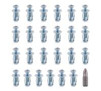 Swpeet 25Pcs M4 x 20 Jack Nuts Petal Nuts Expansion Nut Thins Fixings Dowels with Screws and Phillips Insert Bit Hex Shank Assembly for Hollow Wall Iron Skin Line Use in Thin Soft Wall