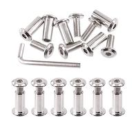 Swpeet 25Pcs M6x16mm Nickel Plated Sliver Binding Screws Hex Drive Socket Cap Bolts Barrel Nuts Assortment Kit with 1Pcs Allen Wrench, Screw Post Fit for Furniture Countsunk Belt