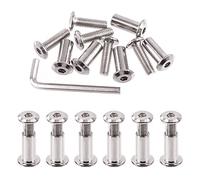Swpeet 25Pcs M6x20mm Nickel Plated Sliver Binding Screws Hex Drive Socket Cap Bolts Barrel Nuts Assortment Kit with 1Pcs Allen Wrench, Screw Post Fit for Furniture Countsunk Belt