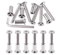 Swpeet 25Pcs M6x40mm Nickel Plated Sliver Binding Screws Hex Drive Socket Cap Bolts Barrel Nuts Assortment Kit with 1Pcs Allen Wrench, Screw Post Fit for Furniture Countsunk Belt