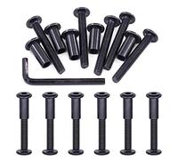 Swpeet 25Pcs M6x45mm Carbon Steel Black Hex Drive Socket Cap Bolts Barrel Nuts Assortment Kit with 1Pcs Allen Wrench, Screw Post Fit for Furniture Countsunk Belt Buckle Leather Binding Bolts