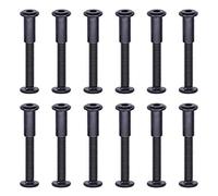 Swpeet 25Pcs M6x50mm Carbon Steel Black Hex Drive Socket Cap Bolts Barrel Nuts Assortment Kit with 1Pcs Allen Wrench, Screw Post Fit for Furniture Countsunk Belt Buckle Leather Binding Bolts