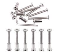 Swpeet 25Pcs M6x50mm Nickel Plated Sliver Binding Screws Hex Drive Socket Cap Bolts Barrel Nuts Assortment Kit with 1Pcs Allen Wrench, Screw Post Fit for Furniture Countsunk Belt