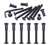 Swpeet 25Pcs M6x55mm Carbon Steel Black Hex Drive Socket Cap Bolts Barrel Nuts Assortment Kit with 1Pcs Allen Wrench, Screw Post Fit for Furniture Countsunk Belt Buckle Leather Binding Bolts
