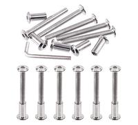Swpeet 25Pcs M6x55mm Nickel Plated Sliver Binding Screws Hex Drive Socket Cap Bolts Barrel Nuts Assortment Kit with 1Pcs Allen Wrench, Screw Post Fit for Furniture Countsunk Belt