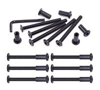 Swpeet 25Pcs M6x65mm Carbon Steel Black Hex Drive Socket Cap Bolts Barrel Nuts Assortment Kit with 1Pcs Allen Wrench, Screw Post Fit for Furniture Countsunk Belt Buckle Leather Binding Bolts