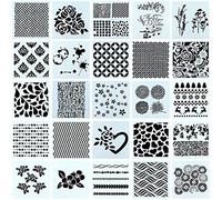 Swpeet 25Pcs Mixed Pattern Hollow Out Painting Stencils Kit, Plastic Planner Stencils Square Shape Journal Stencil for Bullet Journal Painting Craft/Journal/Notebook/Diary/Scrapbook DIY
