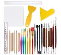Swpeet 26Pcs Modeling Clay Sculpting Tools Kits, Handle Double-Sided Set, Watercolor Pens, Wooden Dotting Tools, Plastic Ball Rod Stylus Modeling Tools, Clay Roller, Clay Scarper for Clay Sculpture
