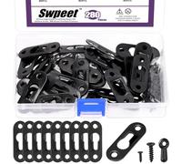 Swpeet 280Pcs 45 x 16mm Black Carbon Steel Single Keyhole Hangers with Screws and Picture Frame Turn Button Fasteners Assortment Kit, Keyhole Hanging Plate Picture Hanger for Frame, Key, Photo