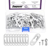Swpeet 280Pcs 45 x 16mm Silver Carbon Steel Single Keyhole Hangers with Screws and Picture Frame Turn Button Fasteners Assortment Kit, Keyhole Hanging Plate Picture Hanger for Frame, Key, Photo