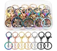 Swpeet 28Pcs 7 Colors Lobster Claw Clasps with Key Chain and Flat Split Keychain Ring Assortment Kit, Swivel Clasps Hook Clips Swivel Snaps Hooks for Purse Strap Keychain DIY Crafts