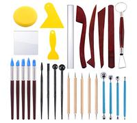 Swpeet 29Pcs Hand Modeling Clay Sculpting Tools Kits, Ball Stylus Tool, Wooden Dotting Tools, Rubber Tip Pens, Sculpture Knives, Ceramic Pottery Tools Sculpting Kit for Making Modeling Clay