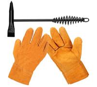 Swpeet 2Pcs 10" Welding Chipping Hammer and 10" Welding Gloves, Welding Slag Hammer with Coil Spring Handle, Slag Removal Tool for Cleaning Removing Slag Welding Residue