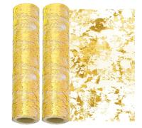 Swpeet 2Pcs 11x108 Inch Gold Sequin Glitter Table Runner, Glitter Foil Metallic Thin Mesh Decor Rolls, Gold Table Runner, Sequin Glitter Foil Metallic Thin Mesh, Centerpieces Decorations for Party