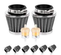 Swpeet 2Pcs 38mm Motorcycle Air Filter with 2Pcs Fuel Filter Replace Assortment Kit, Universal Cone Intake Breather Cleaner Replacement for 50cc 110cc 125cc 150cc 200cc Atv Dirt Bike, Scooter (Black)