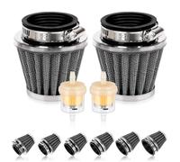 Swpeet 2Pcs 42mm Motorcycle Air Filter with 2Pcs Fuel Filter Replace Assortment Kit, Universal Cone Intake Breather Cleaner Replacement for 50cc 110cc 125cc 150cc 200cc Atv Dirt Bike, Scooter (Black)