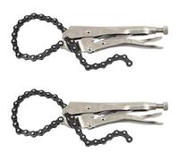 Swpeet 2Pcs 9 Inch Heavy Duty Alloy Steel Locking Chain Clamp Pliers with 20" Chain, Reversible Oil Filter Tool Pipe Fittings Tools Chain Vise Wrench Provide Maximum Locking Force