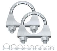 Swpeet 2Pcs Galvanized 1-3/8" - 35mm Exhaust U Clamp Kit, Galvanized Muffler U-Bolt Clamps, Universal Heavy Duty U-Bolt Muffler Clamp Ideal for Tip Pipes Connection