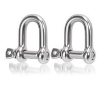 Swpeet 2Pcs M12 1/2" 304 Stainless Steel D Shape Shackle Assortment Kit, D Shaped Bow Shackles, Heavy Duty Marine Grade D Shackles, Screw Pin Shackle for Paracord Jewelry, Outdoor Camping