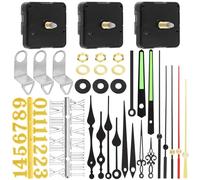 Swpeet 3 Sizes 16mm/20mm/24mm Clock Movement Kit, 6 Movements with 6 Hooks, 6 Pairs of Hands, 6 Sets Mounting Hardware, 2 Sets Clock Numerals