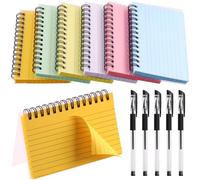 Swpeet 300 Sheets 3x5 Inches Multicolor Index Cards with 5Pcs Pen, Spiral Bound Lined Index Cards, Colored Ruled Notecards Index Cards for Studying Nursing School Office Taking to Do List