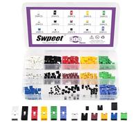 Swpeet 300Pcs 2.54mm/2.0mm/1.27mm Mixed Jumper Caps Kit, Open/Closed/Long-Handle Top Jumpers Caps, Standard Circuit Board Shunts Short Circuit Connection Pin Blocks, Motherboard Jumper for PCB PC DVD