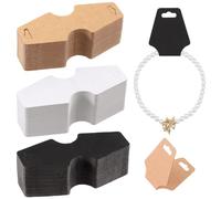 Swpeet 300Pcs 4.7"x 2" 3 Styles Thick Paper Blank Black, White, Kraft Necklace Bracelet Display Cards with 2 Pre-Drilled Holes Assortment Kit, Sturdy Hanging Cards for Jewelry Earring Retail Display